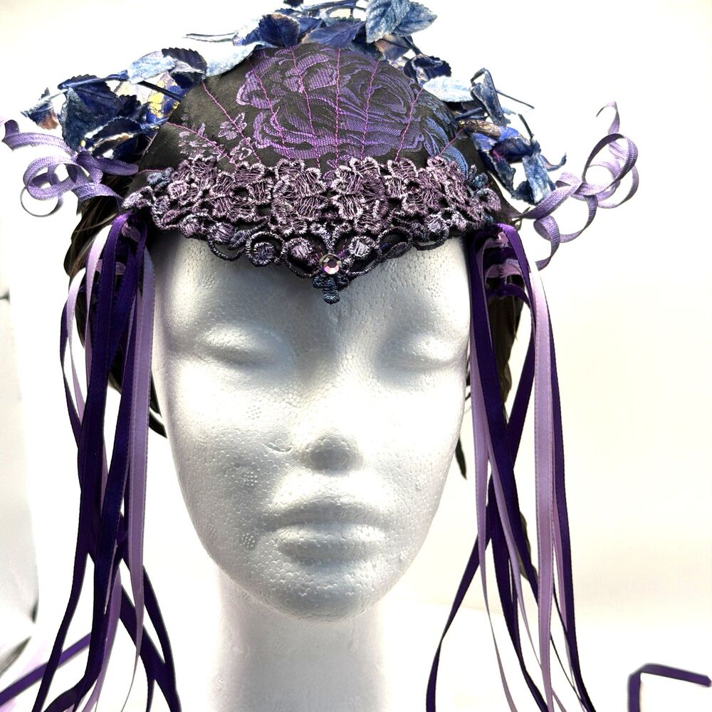 Judith Rauchfuss Feather Headpiece Purple Blue Wearable Art Masquerade Handmade